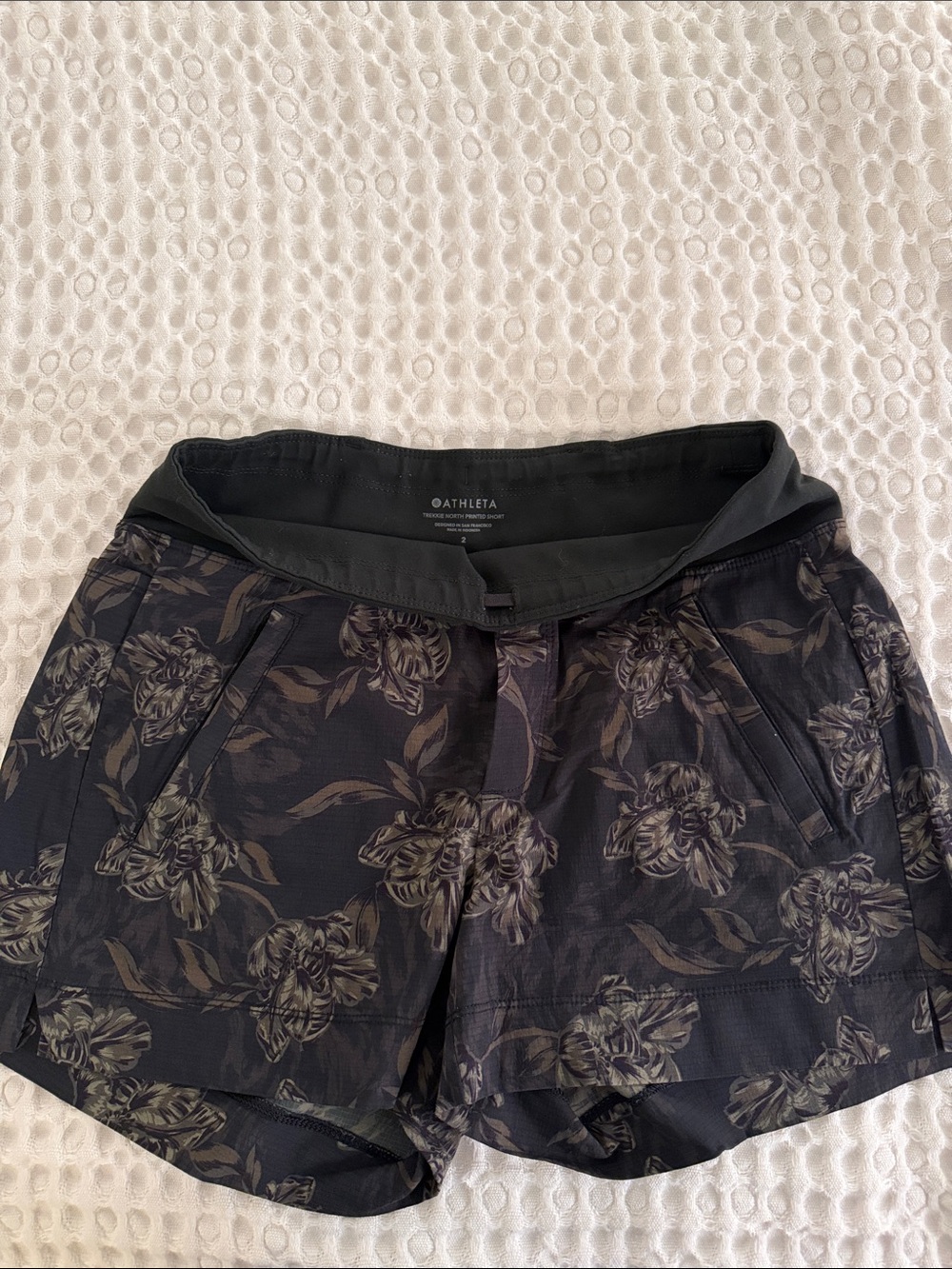 Athleta Black Floral Print Athletic Shorts